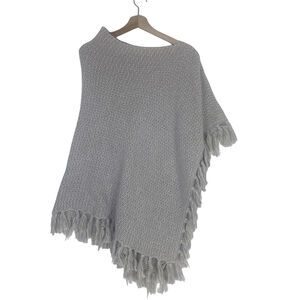 Indigenous Womens Gray Relaxed Fit Pullover Alpaca Poncho Sweater One Size